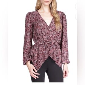 MICHAEL MICHAEL KORS Paisley Handkerchief-Hem Top, Petite Large
